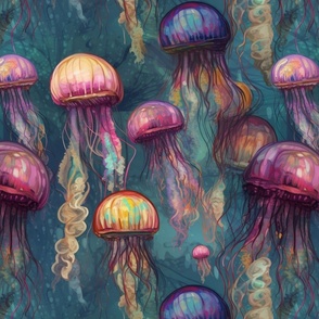 impasto jellyfish under the sea