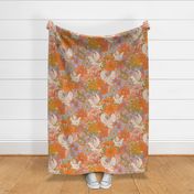 Love doves large scale seventies retro inspired floral