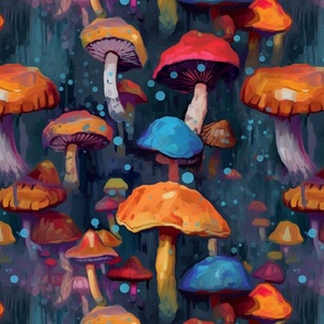 impasto polychromatic mushrooms 