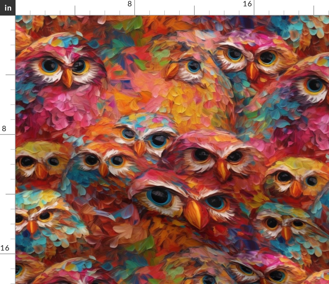 impasto owl faces