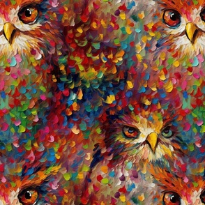 impasto owls abstract
