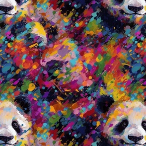 impasto panda splatter art
