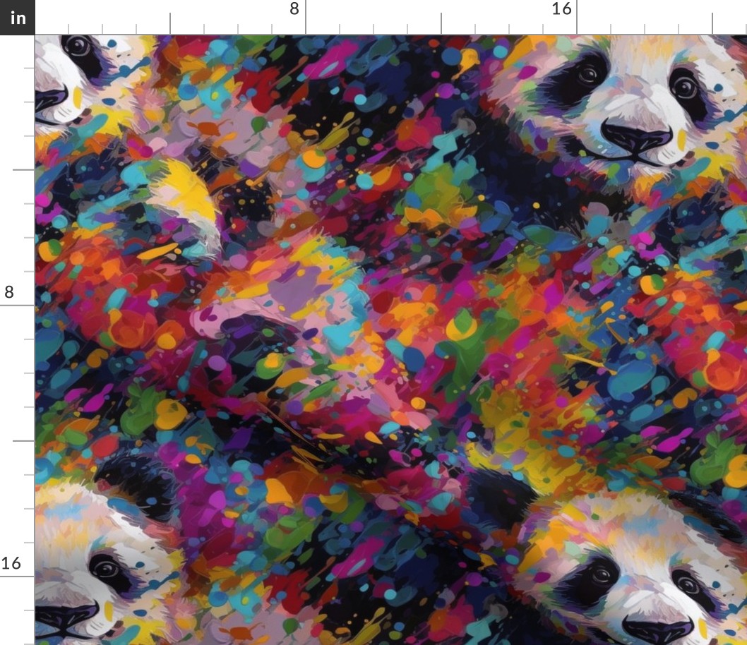 impasto panda splatter art