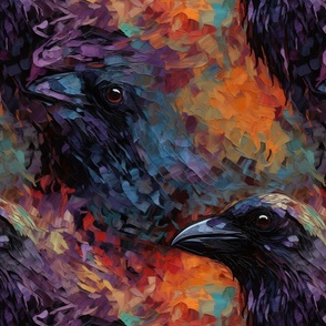 impasto ravens and crows
