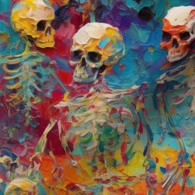 impasto textured skeletons 