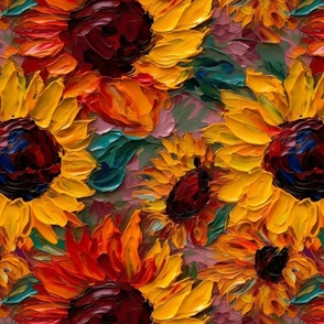 impasto sunflowers 