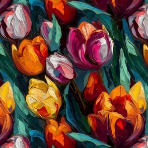 impasto tulips texture