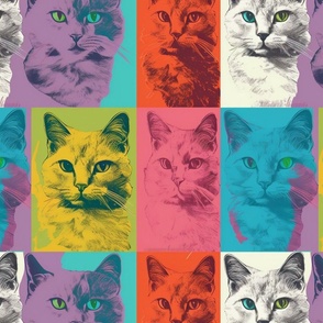 Pop Art Cat Faces
