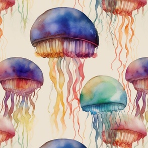 rainbow jellyfish in watercolor