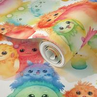 rainbow watercolor monster cuteness