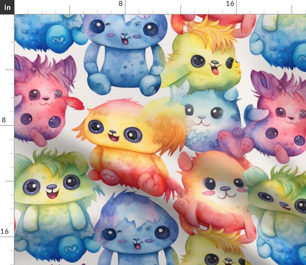 rainbow watercolor monster party