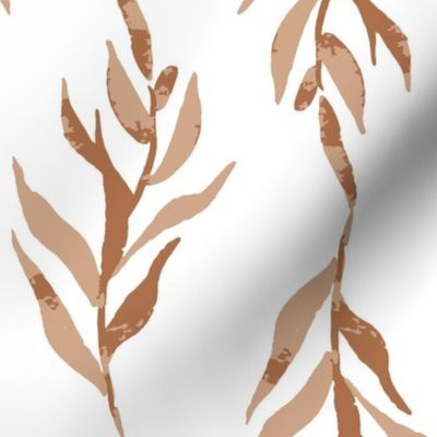 Jumbo hand painted foliage, brown leaf vine for winter bedding, home decor and wallpaper