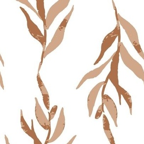 Jumbo hand painted foliage, brown leaf vine for winter bedding, home decor and wallpaper