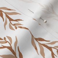 Medium hand painted foliage, brown on white leaf vine for kids clothing, gender neutral baby and nursery