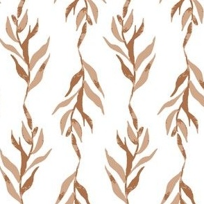 Medium hand painted foliage, brown on white leaf vine for kids clothing, gender neutral baby and nursery
