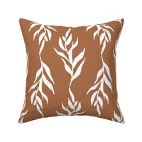 Jumbo hand painted foliage, brown and white leaf vine for winter bedding, home decor and wallpaper