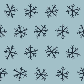Large Hand drawn frozen snow flakes on light blue for winter bedding, home decor and wallpaper