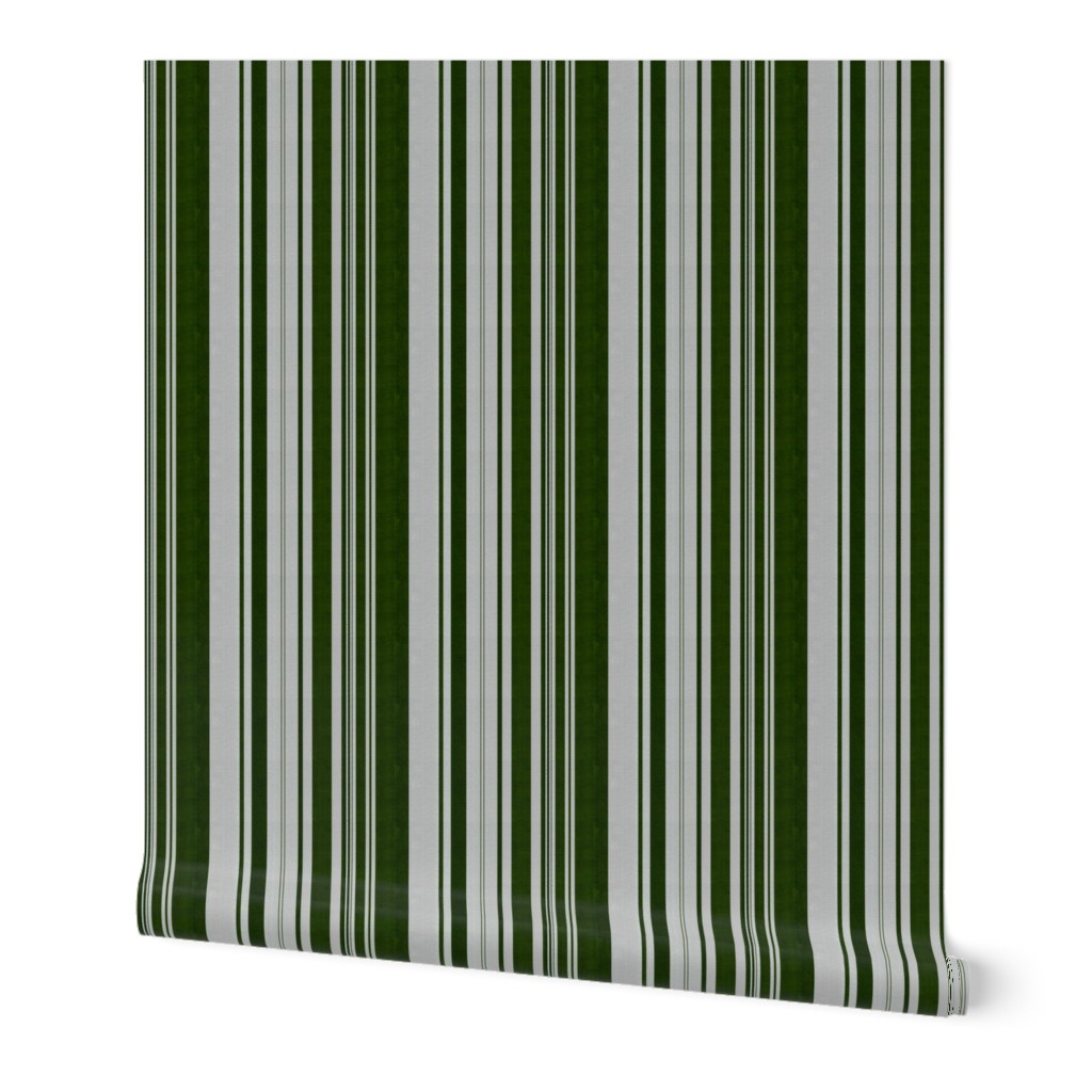 linen uneven stripe green silver