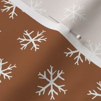 white snowflakes on brown / small / minimalist winter 