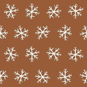 white snowflakes on brown / small / minimalist winter 