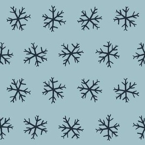 dark blue hand drawn snow flakes on blue blender print for kids apparel