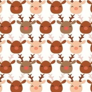 small 2.5x2.5in reindeer faces - white