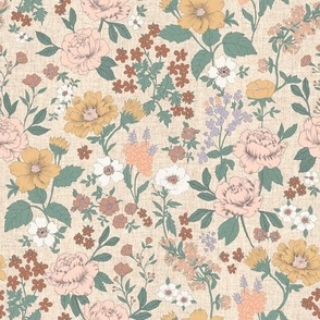 Stella  Modern Vintage Floral Ivory MEDIUM