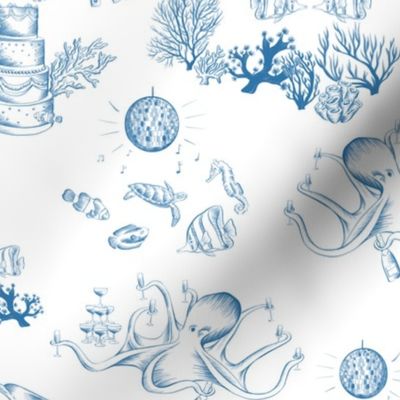 Marine Life Wedding Toile - Blue