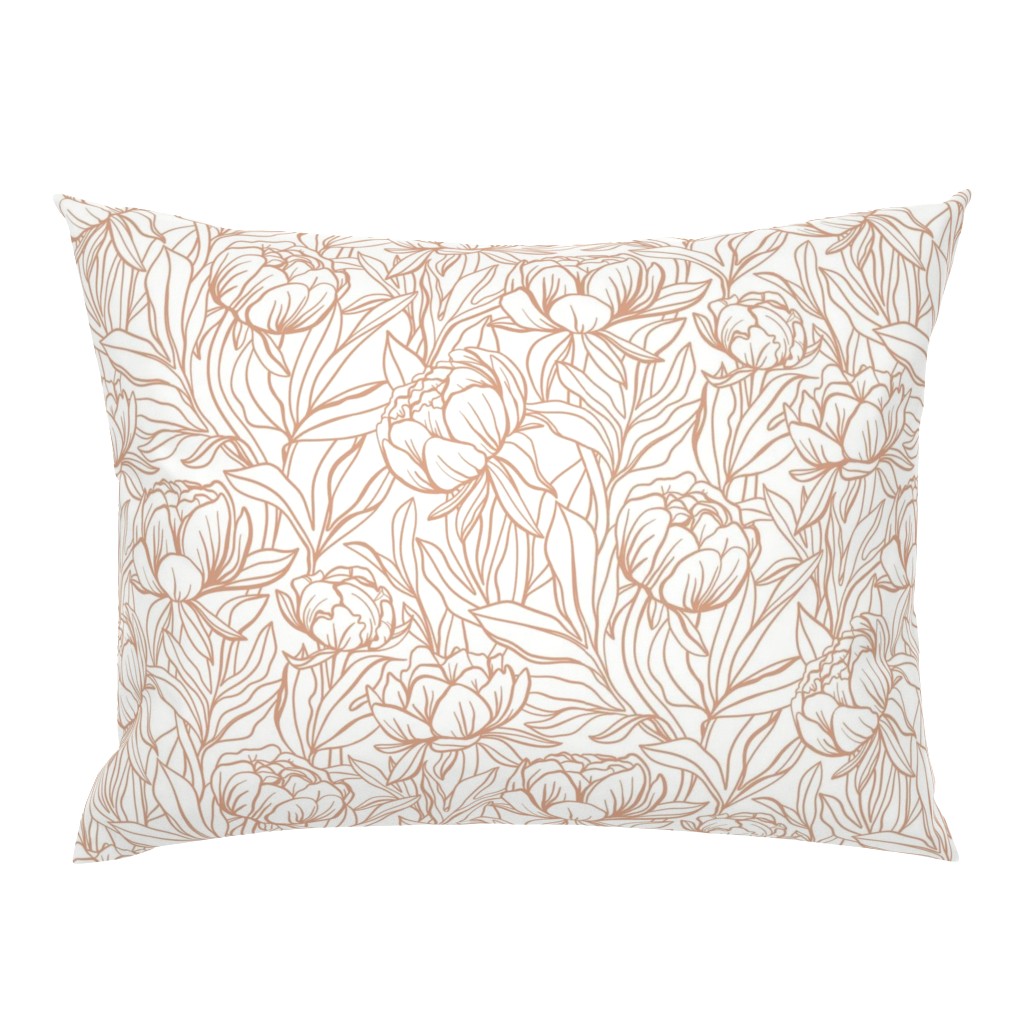 Peony Outline Floral // Apricot Pink on White