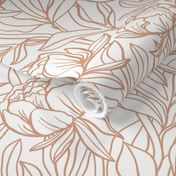 Peony Outline Floral // Apricot Pink on White
