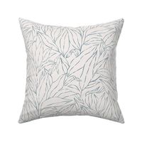 Large Lush Ink Botanical Outlines Navy Ivory 12in