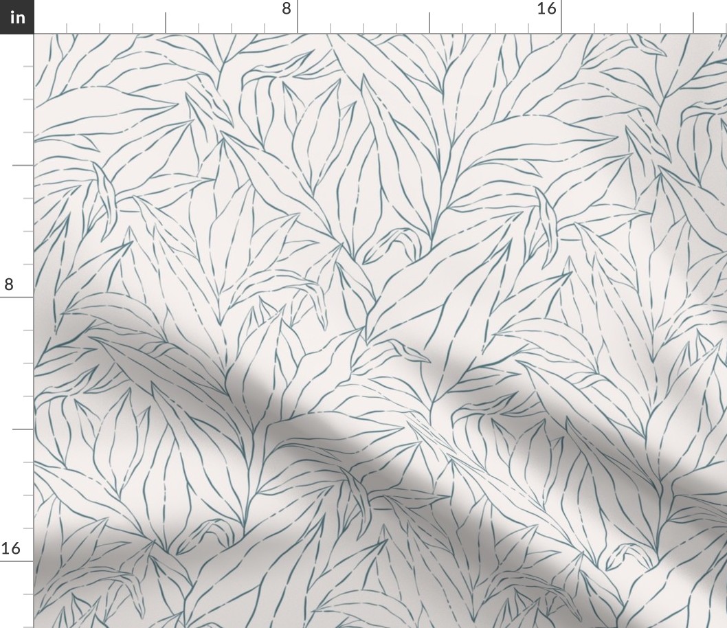 Large Lush Ink Botanical Outlines Navy Ivory 12in