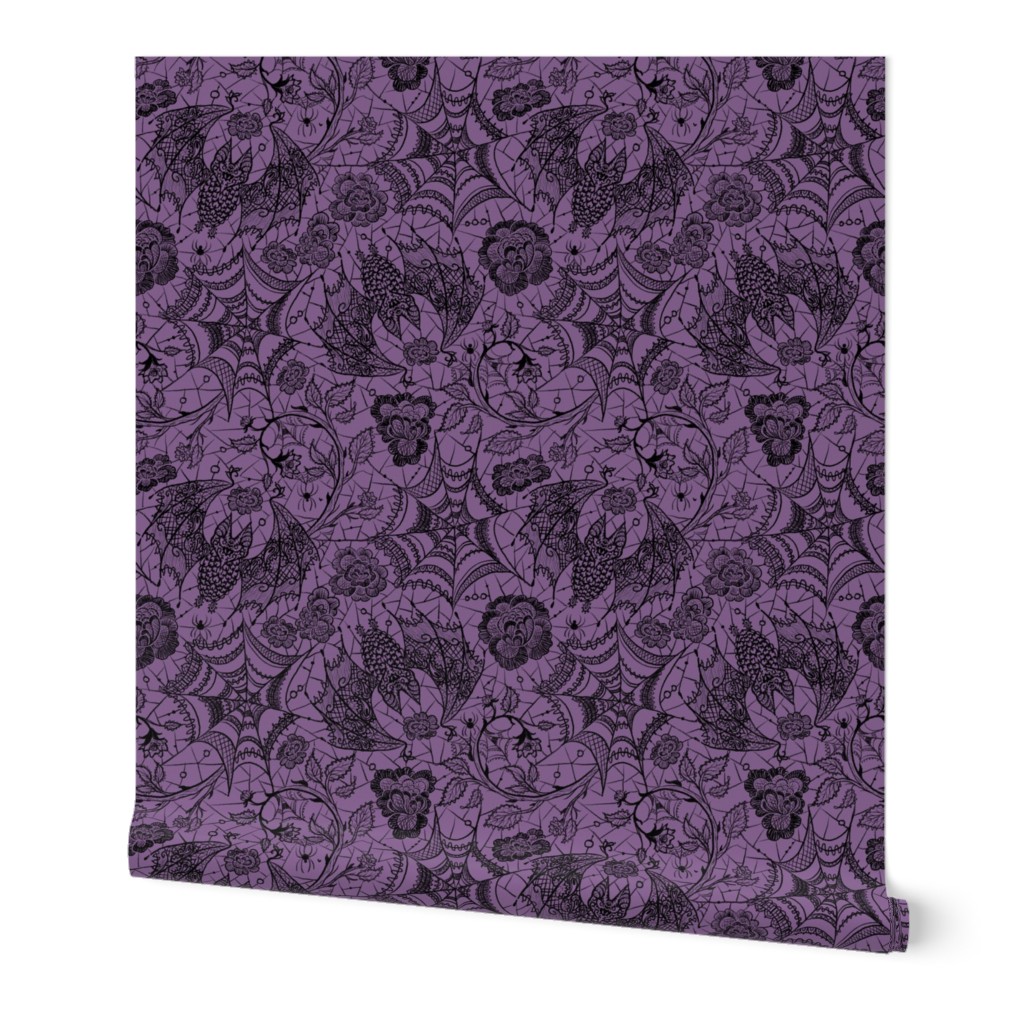 Spider Lace Goth in Purple Black | Bats Roses Floral Gothic Spooky Scary Horror Halloween