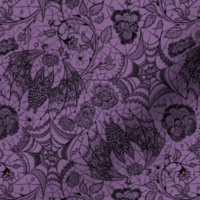 Spider Lace Goth in Purple Black | Bats Roses Floral Gothic Spooky Scary Horror Halloween