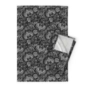 Spider Lace Goth in Monochromatic Black and White Noir | Bats Roses Floral Gothic Spooky Scary Horror Halloween