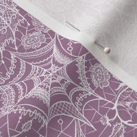 Spider Lace Goth in Dusty Purple White | Bats Roses Floral Gothic Spooky Scary Horror Halloween