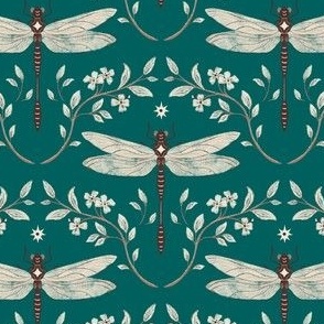 Vintage Tranquility: Tossed Hand-Painted Leaves on Vintage Green #P230221
