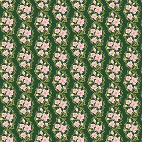 MINI - Floral Climbing Peach Blossom, in Emerald and Pink