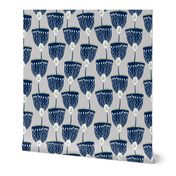 Bluebell Meadow Floral, Indigo Blue & White, Cottagecore Fabric-Jumbo