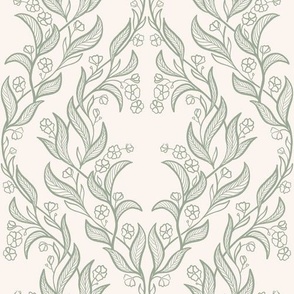 Simple floral lineart, olive green