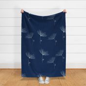 Navy Blue Dandelion Simplicity Pattern - Fabric Wallpaper Home Decor- JUMBO