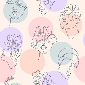 Minimalist pattern with women's faces.