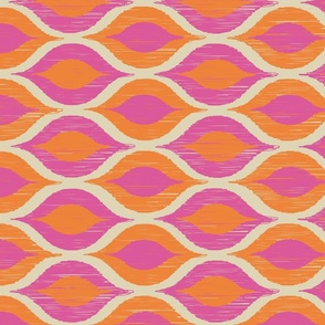 Ogee Ikat Inspired: Horizontal in Orange, Hot Pink and Gold - search jigbuikat01 - large