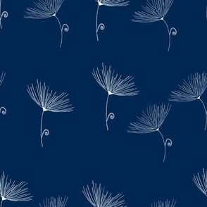 Dandelion Flowers in dark blue  8x8