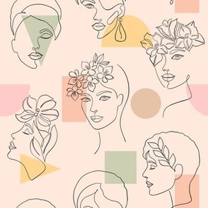 Minimalist pattern with women's faces.