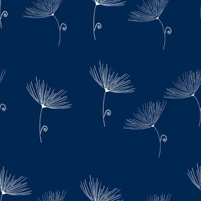 Dandelion Flowers in dark blue 12x12