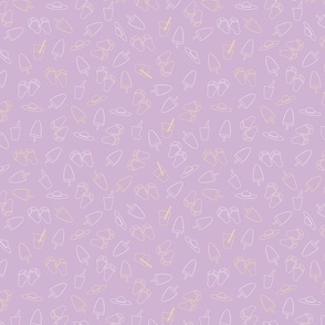 Lilac Purple and light yellow white textured Summer Beach Day Fabric