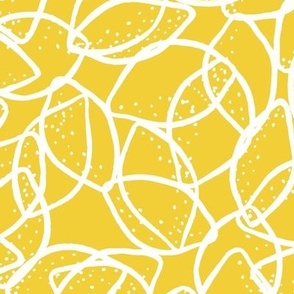 LARGE - Overlapping yellow lemons, white outline