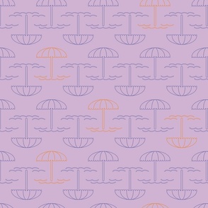 Lilac purple and subtle apricot orange umbrella parasol sun beach fabric