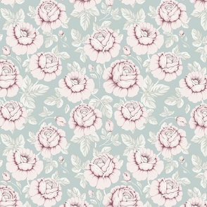 shabby chic roses on mint background 